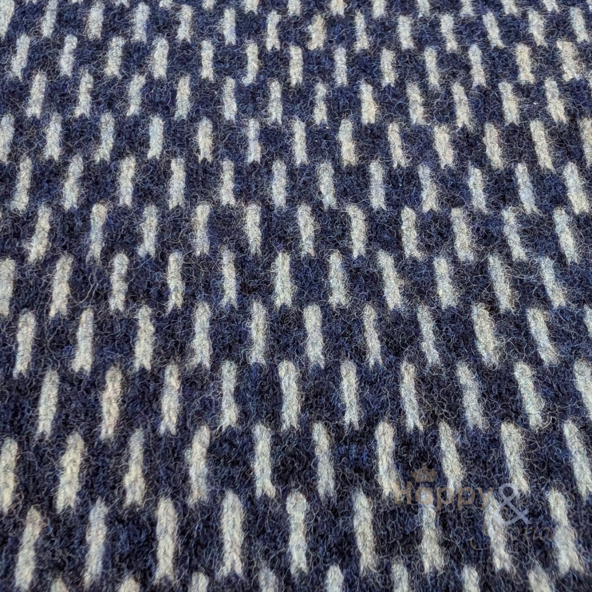 Navy geometric felted merino wool scarf