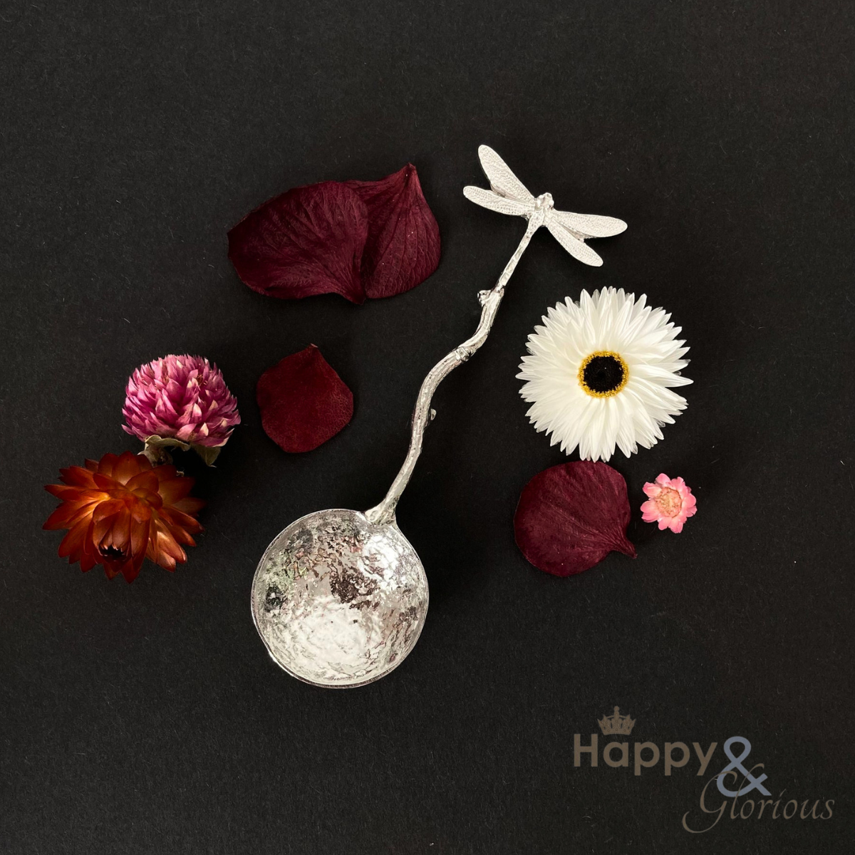 Pewter dragonfly sugar spoon