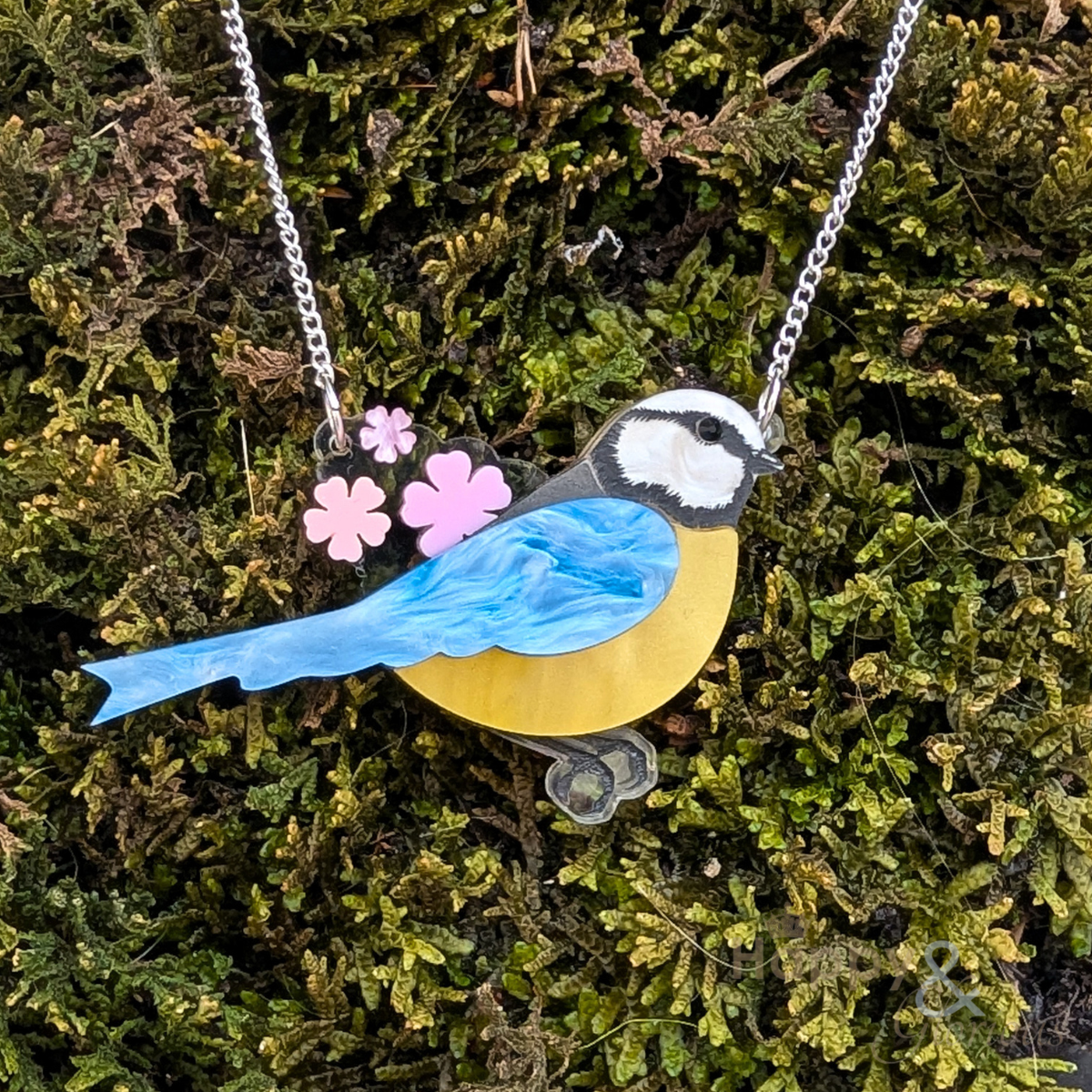 Bluetit & blossom necklace by Tatty Devine