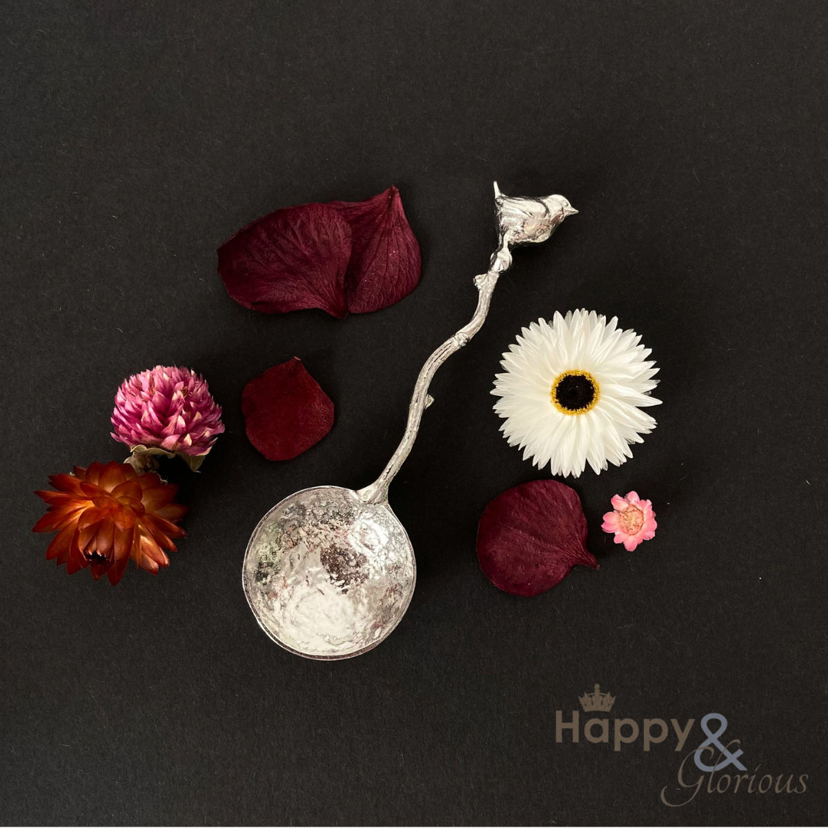 Pewter wren sugar spoon