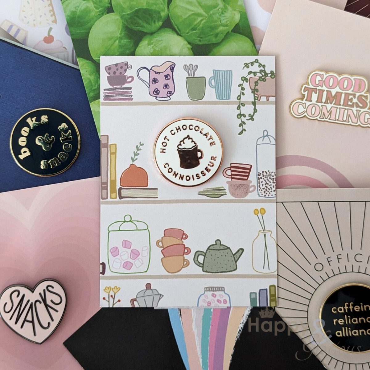 Hot chocolate connoisseur positive pin badge