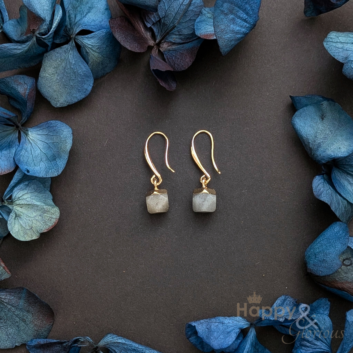 Labradorite nugget gold plated earrings