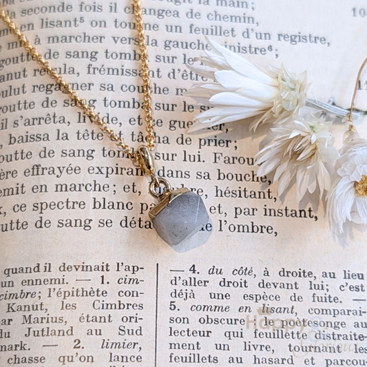 Labradorite nugget gold plated necklace