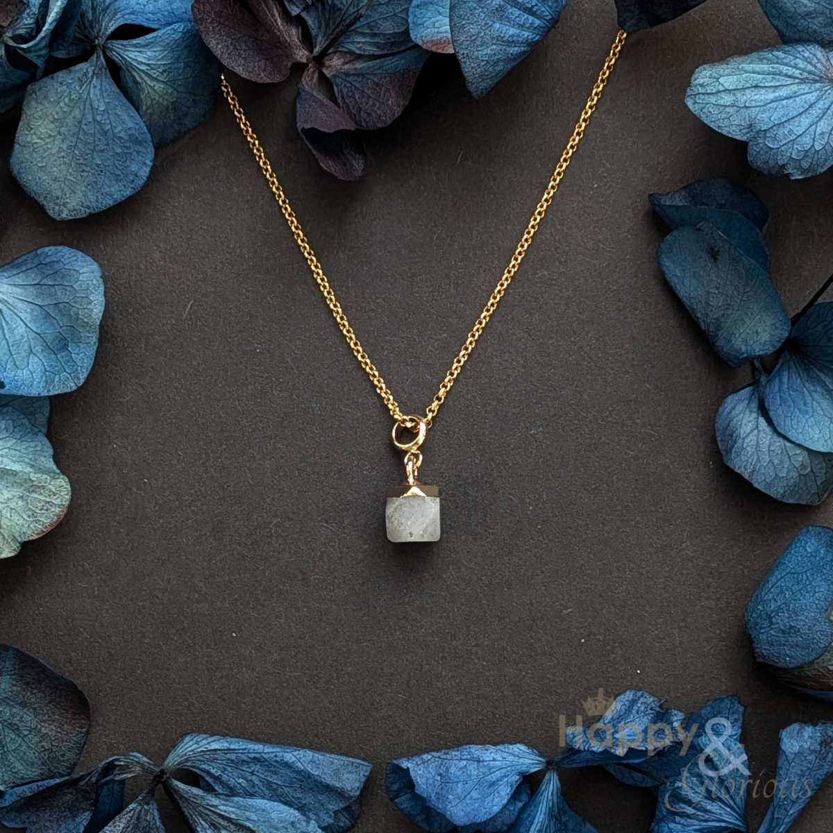 Labradorite nugget gold plated necklace