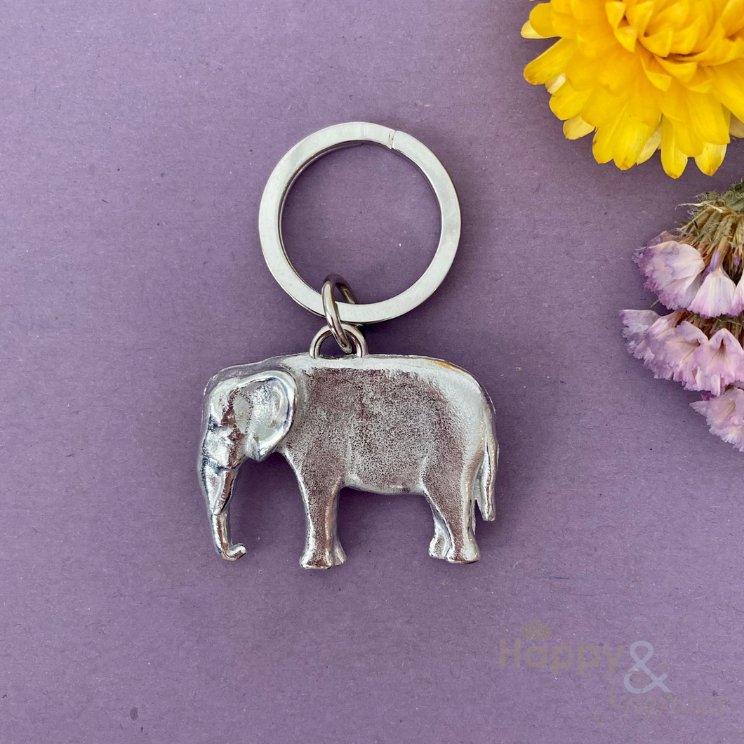 Pewter elephant keyring - handmade by Lancaster & Gibbings
