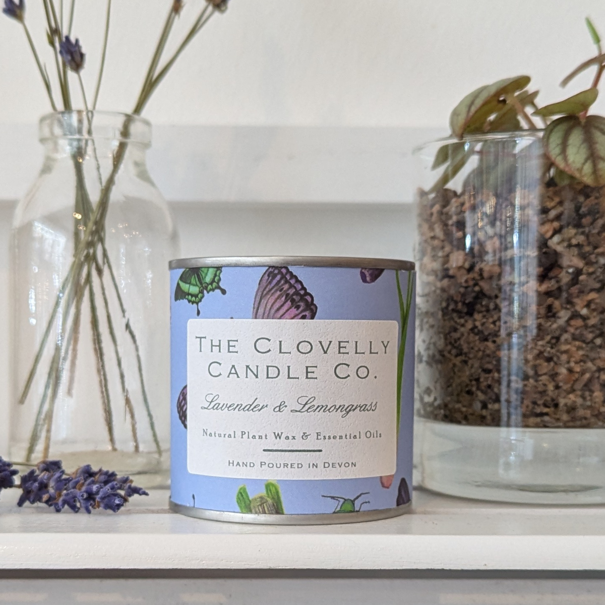 Clovelly lavender & lemongrass essential oil candle in tin
