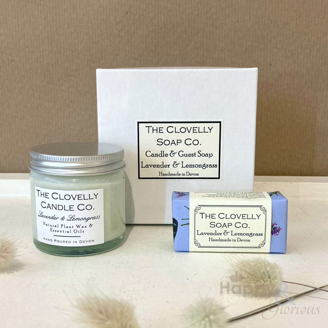 Lavender & Lemongrass candle & guest soap gift set