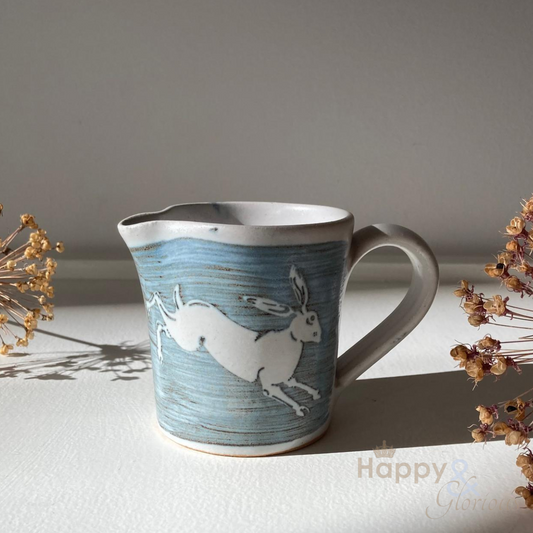 Handmade hares stoneware cream jug