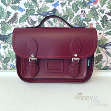 Burgundy red leather midi satchel