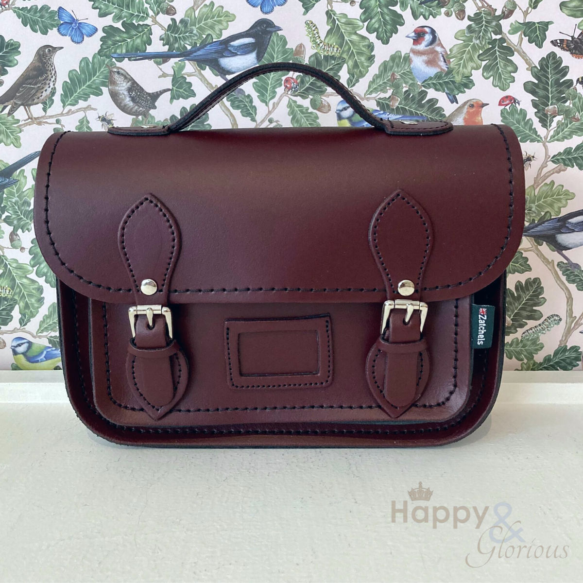Marsala red leather midi satchel