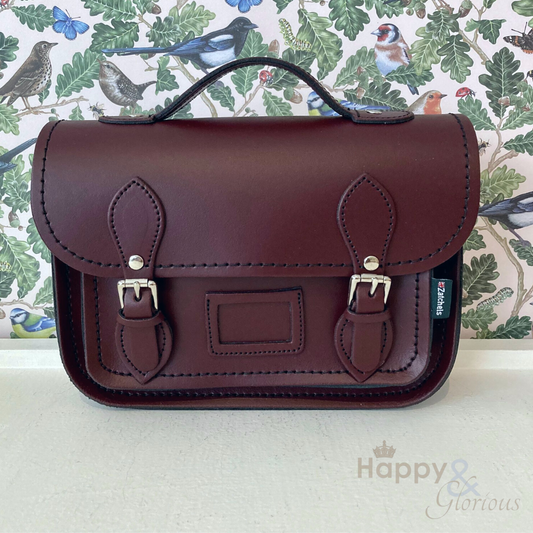 Marsala red leather midi satchel