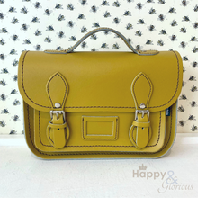 Yellow ochre leather midi satchel