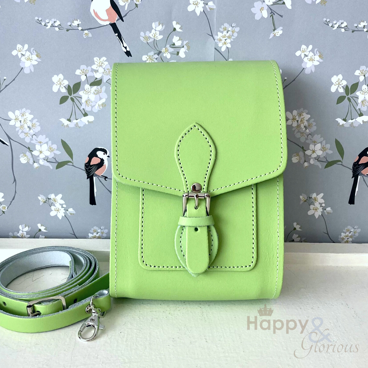 Lime green leather festival bag