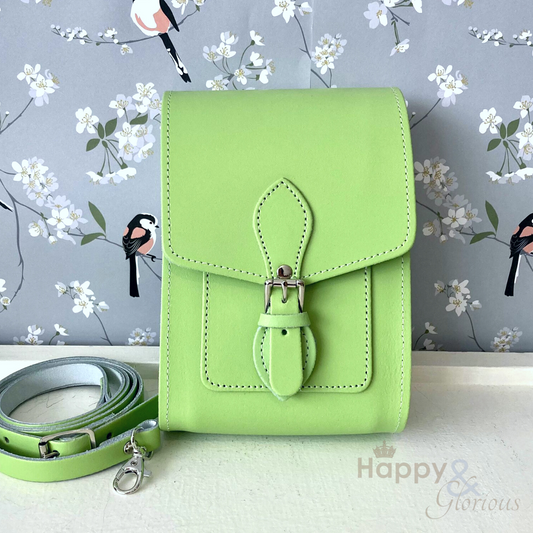 Lime green leather festival bag