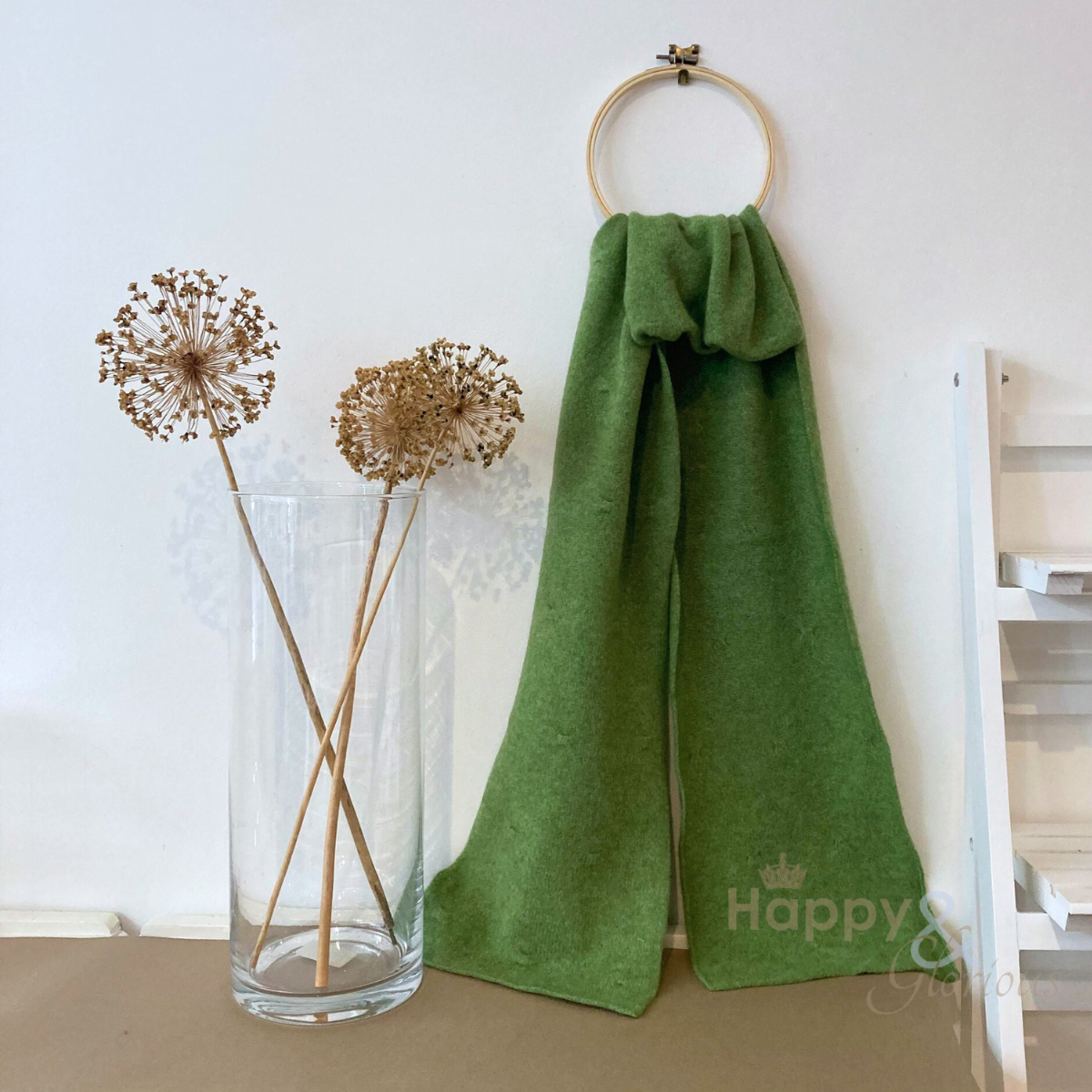 Light green felted merino wool scarf