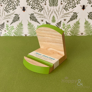 Lime green iSmart wooden phone stand