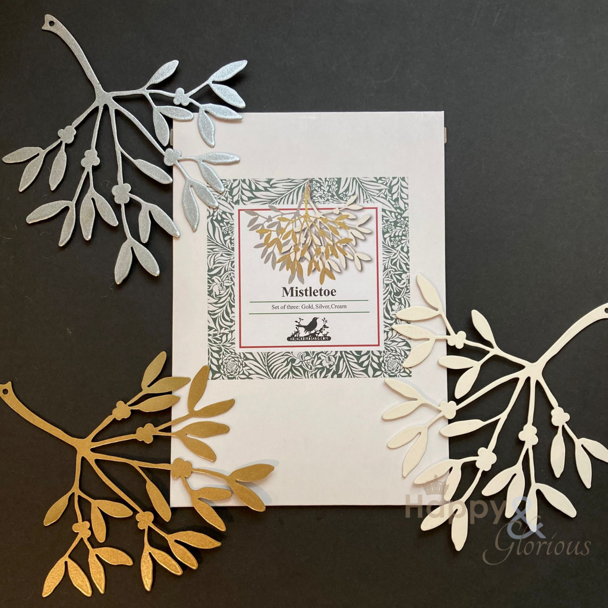 Three piece steel mistletoe Christmas decoration