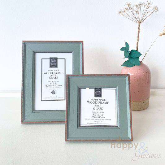 Distressed moss green wooden frame