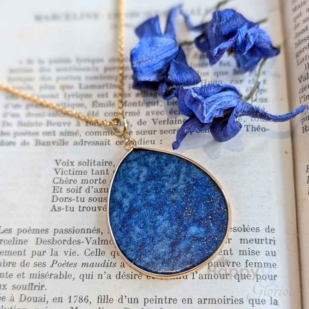 Lapis lazuli disc gold plated necklace
