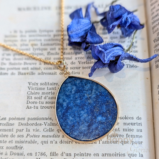 Lapis lazuli disc gold plated necklace