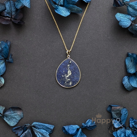 Lapis lazuli disc gold plated necklace