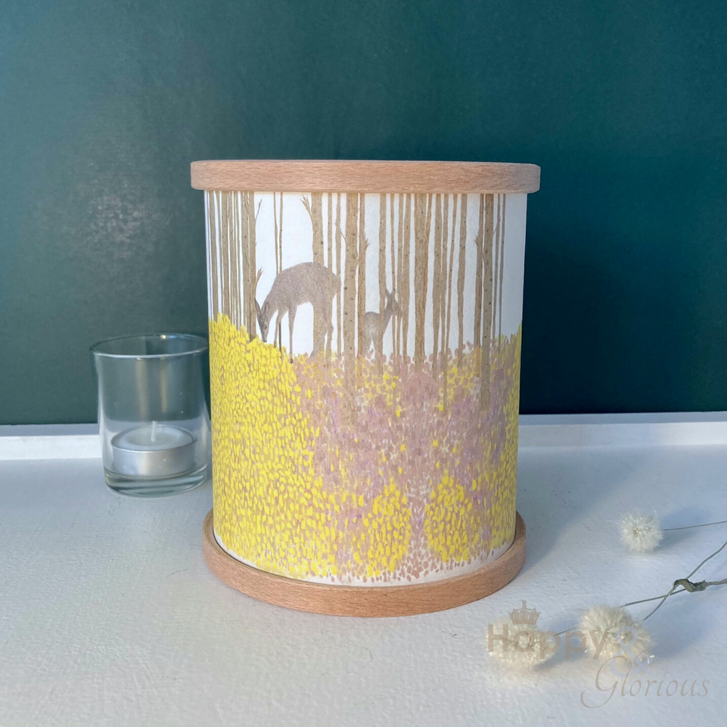 Woodland deer parchment candle cover