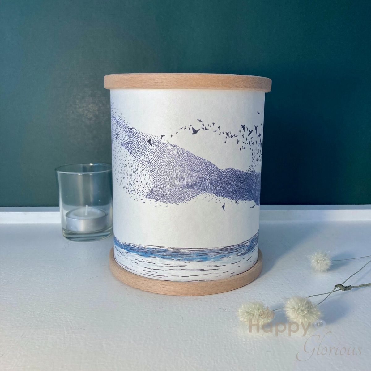 Murmuration parchment candle cover