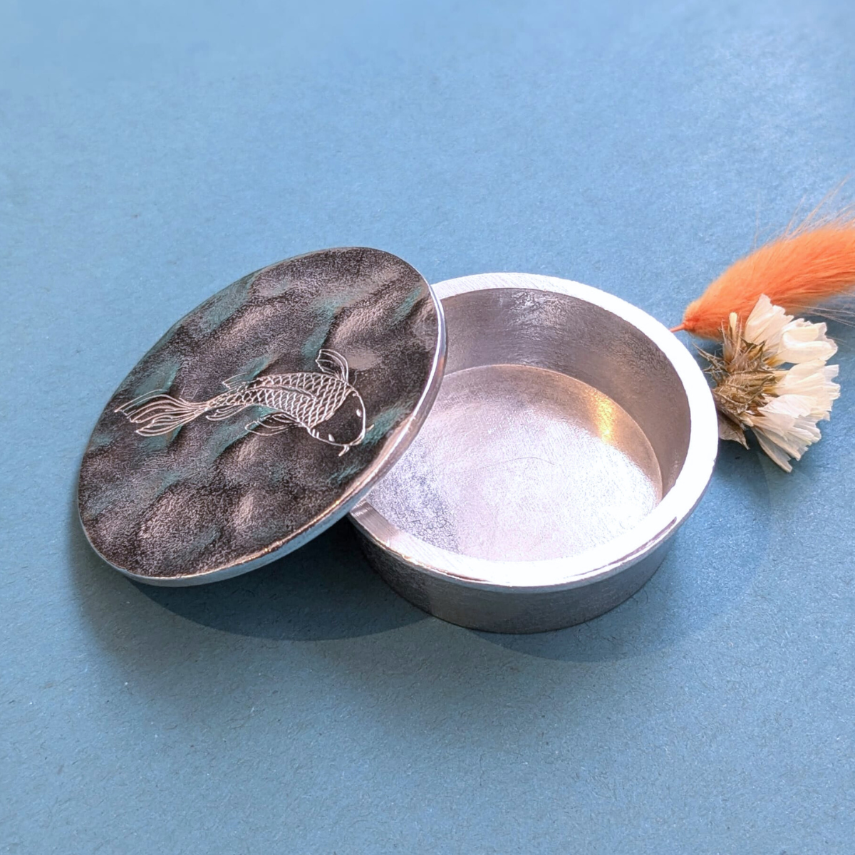 Pewter koi carp small jewellery & trinket box by Lancaster & Gibbings
