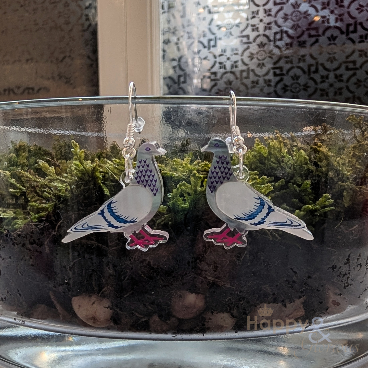 Pigeon earrings by Tatty Devine