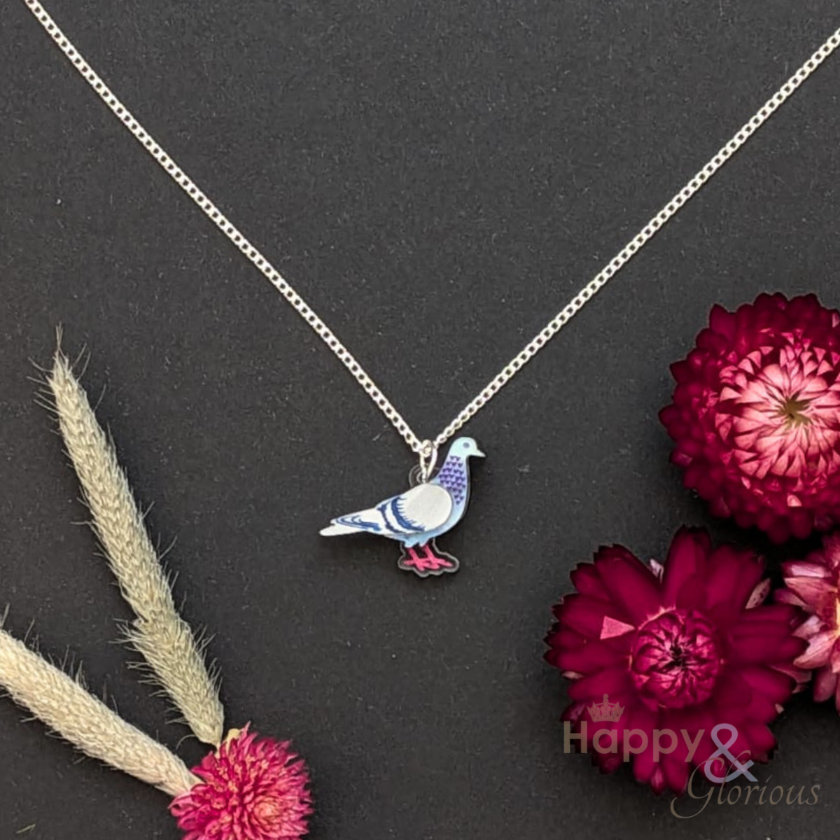 Pigeon pendant necklace by Tatty Devine
