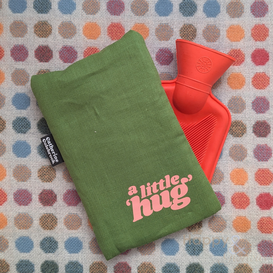 Linen little hug mini hot water bottle in three colours