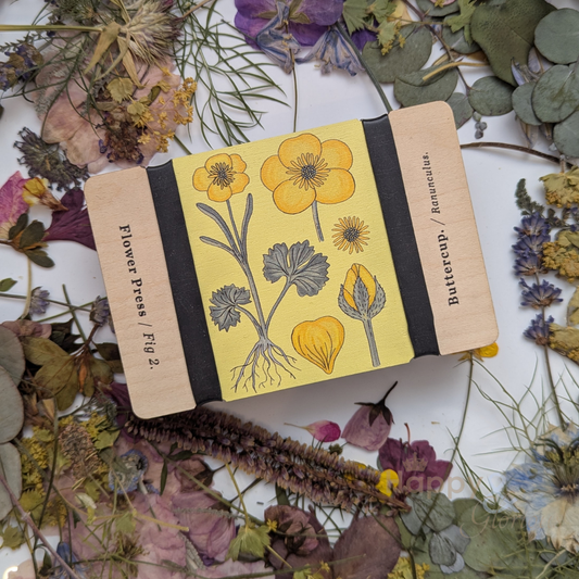 Vintage buttercup pocket flower press