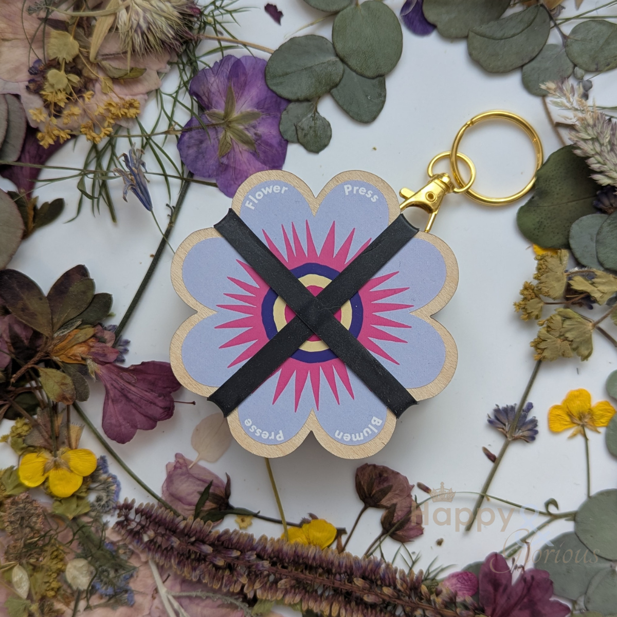 Flower press keyring - pinks & blues