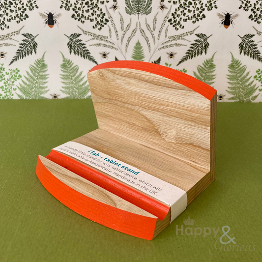 Pumpkin orange iTab wooden tablet stand