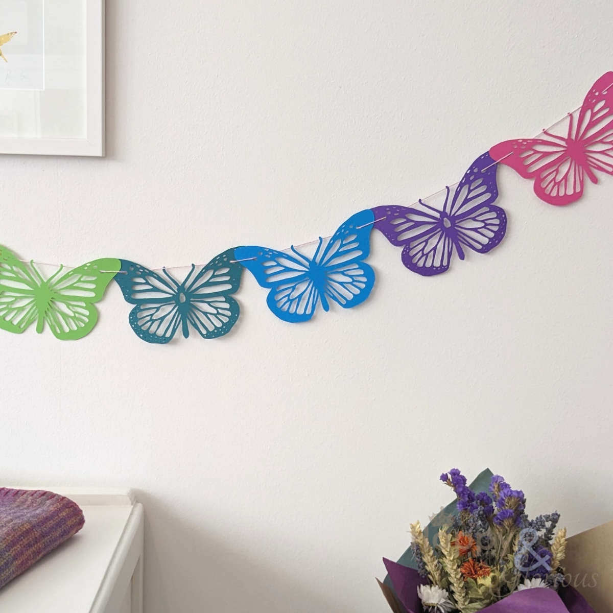 Jolly paper bunting - Rainbow butterflies