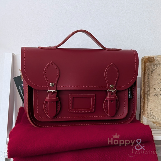 Red leather midi satchel