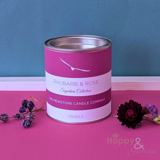 Rhubarb & rose natural wax candle