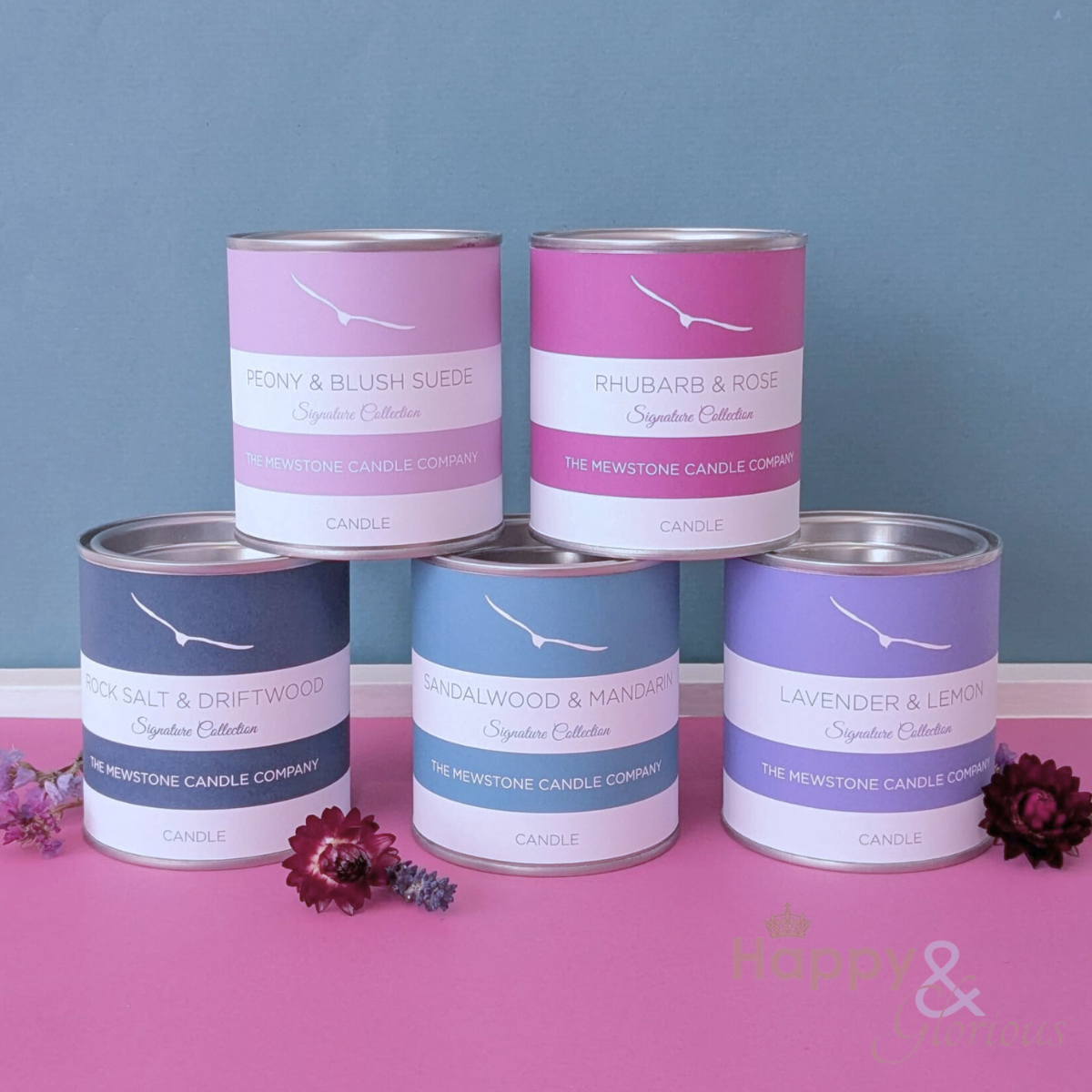 Rhubarb & rose natural wax candle