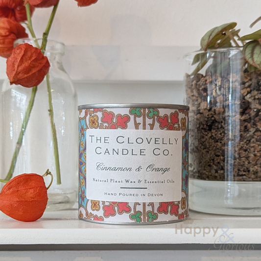 Clovelly cinnamon & orange essential oil candle in tin