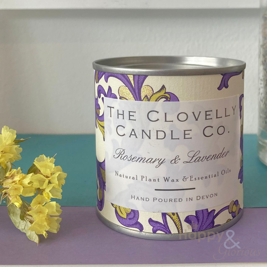Clovelly rosemary & lavender essential oil candle in tin