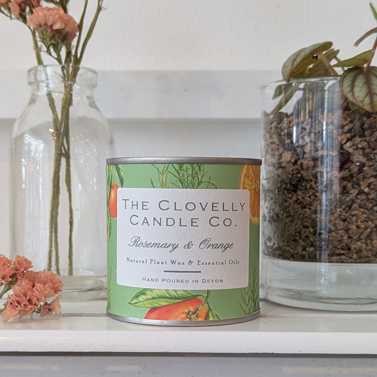 Clovelly rosemary & orange essential oil candle in tin