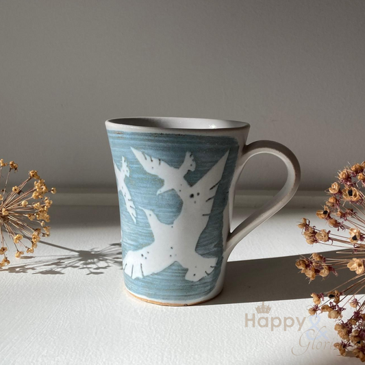 Handmade stoneware seagull mug