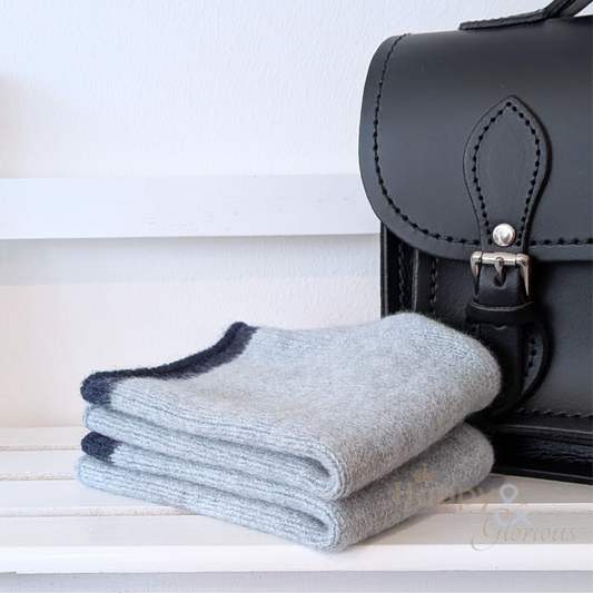 Soft blue felted merino wool wristwarmer gloves