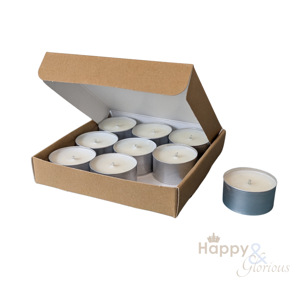 Amber & tonka bean soy wax fragranced tealight candles - box of nine