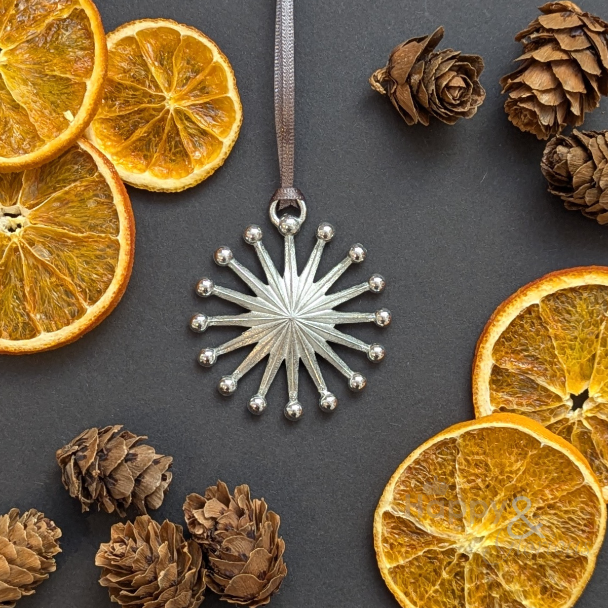 Pewter star Christmas tree decoration - handmade by Lancaster & Gibbings