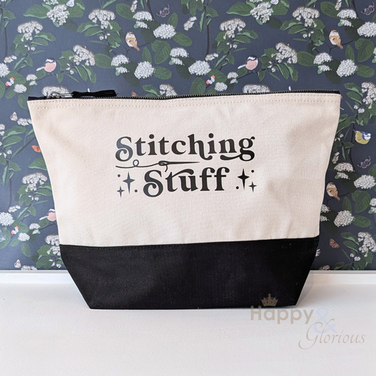 'Stitching stuff' cotton zip purse