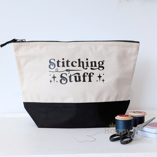'Stitching stuff' cotton zip purse