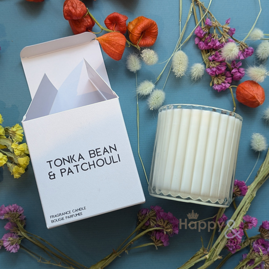 Tonka bean & patchouli soy wax scented candle