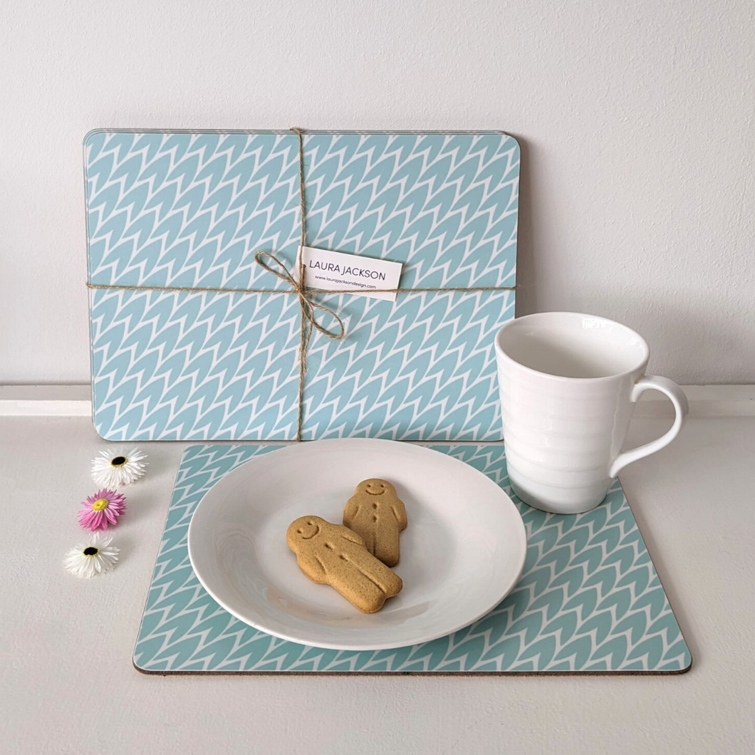 Mint green leaf placemats - set of four