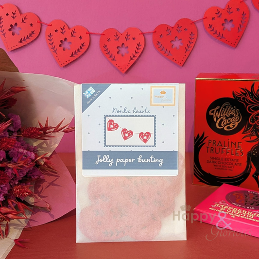 Red Nordic hearts jolly paper bunting